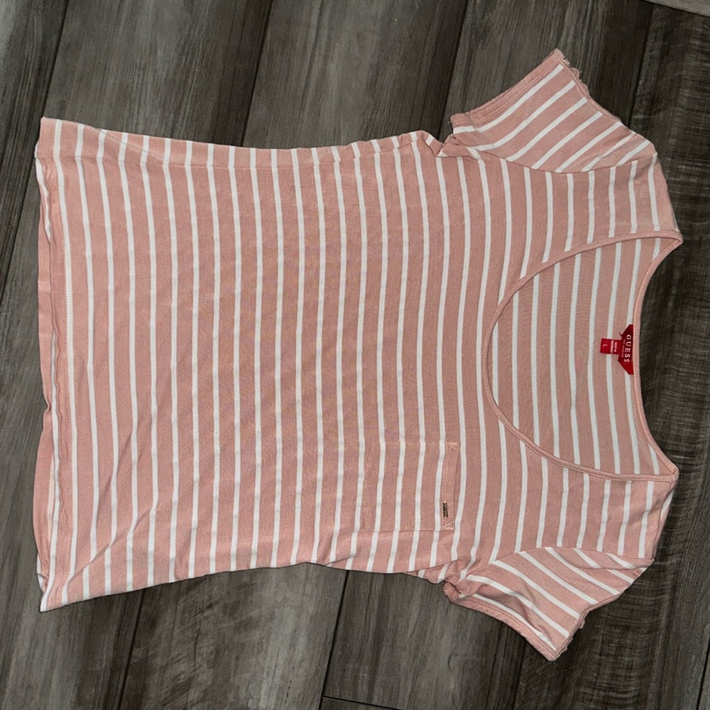 Guess Pink and White Striped Blouse